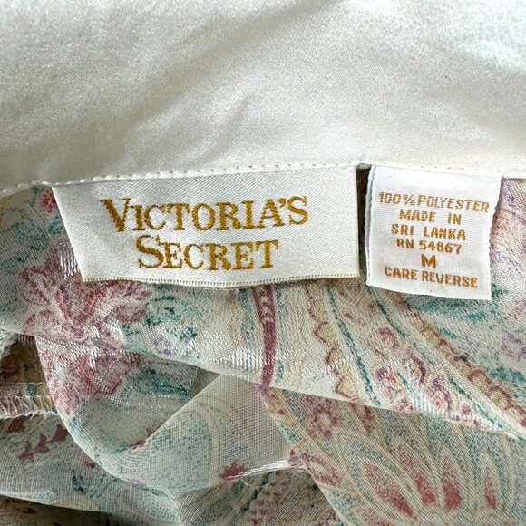 Vintage Victoria's Secret Satin Sheer Robe With Paisley Design Multicolor Size M - Picture 7 of 8